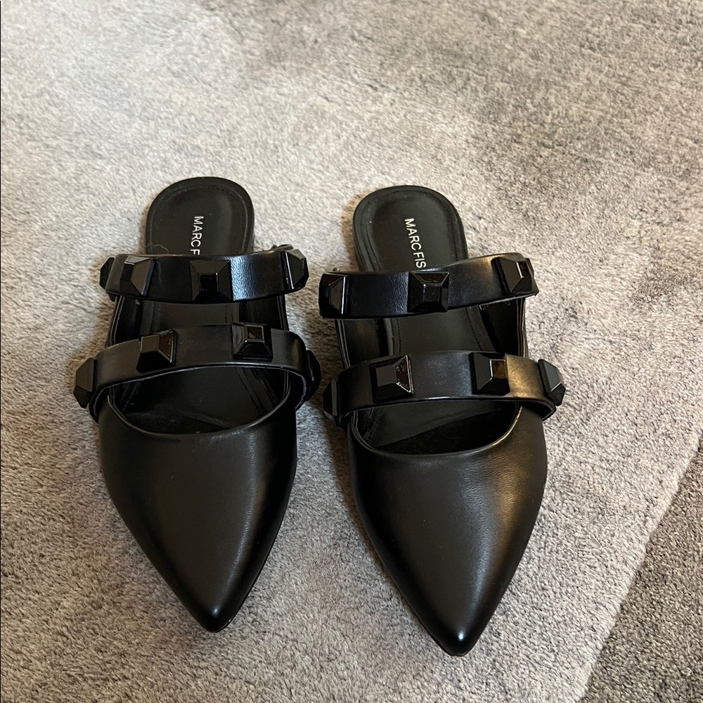 Marc Fisher Glossy Black Women's Mules